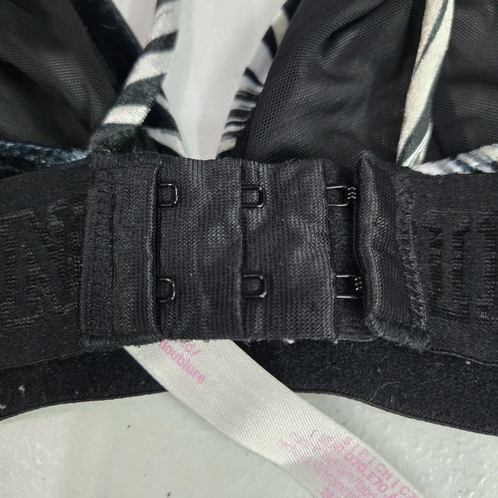 PINK Women Bra Small Black Leaf Bralette Wireless‎ Mesh Strappy Pullover